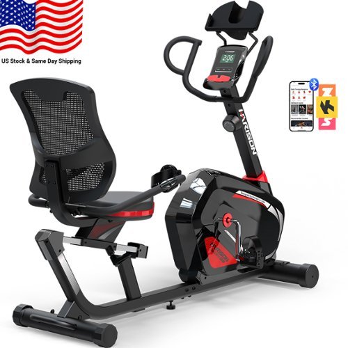 HARISON - Recumbent Exercise Bike for Home, 350 LB Capacity Magnetic Stationary Bike with LCD & Tablet Holder (BBB8A) - Black-Front_Standard 