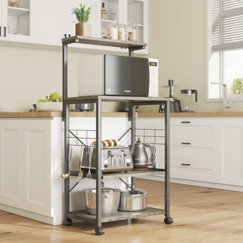 Bestier - Kitchen Baker's Rack with Storage Shelves and USB Outlets - Gray-Front_Standard 