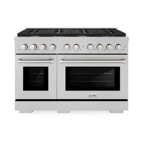 Front. ZLINE - ZLINE 48 in. Paramount Double Oven Dual Fuel Range with 8 Burners (SDRS-48) - Stainless Steel.