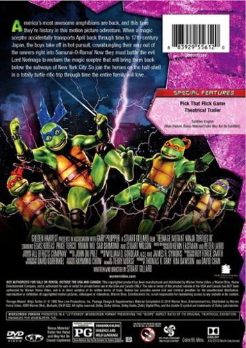 Teenage Mutant Ninja Turtles 3 Turtles in Time (DVD New Box Art