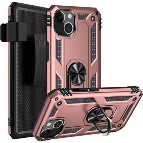 SaharaCase Kickstand with Belt Clip Case for Apple iPhone 13 and iPhone 14 - Rose Gold GLOBAL SHIPPING