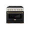 ZLINE - 36 in. Wide 6 Burner Autograph 5.2 cu. ft. Freestanding Paramount Gas DuoPro Range with Black Door and Bronze Accents - Black Matte-Front_Standard