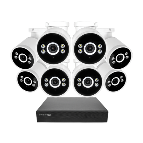 Swann - AdvancedX Series / NVR-8ADVANX / 1TB / 8x NHD-ADVANXB 4K Spotlight Bullet IP Cameras / Power over Ethernet (PoE) - Black