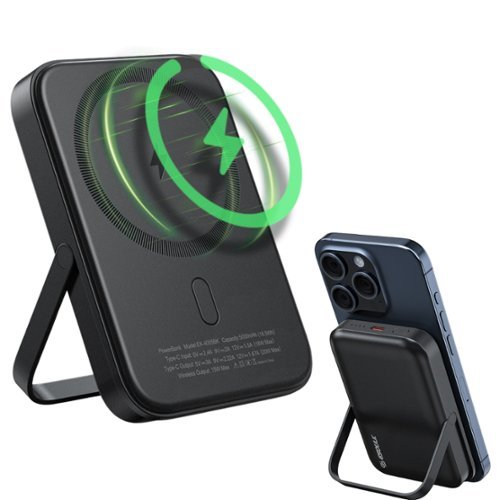 Esoulk - Magnetic Wireless Charger Power Bank 5000mAh 15W Magsafe Compatible with iPhone 17 Pro Max - Black-Front_Standard 