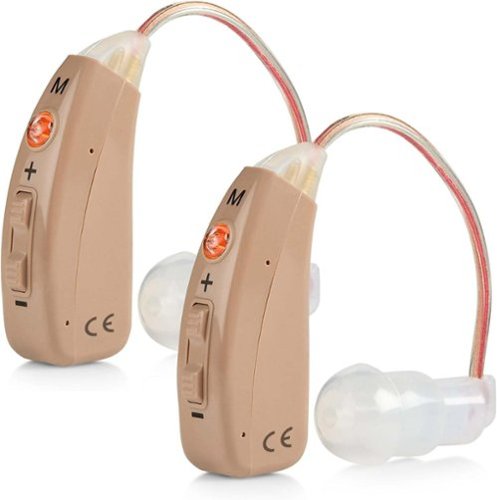 MEDca - Rechargeable Hearing Amplifiers - Premium Digital BTE Personal Sound Amplifier Device Pair with 2 Program Modes - Beige-Front_Standard 