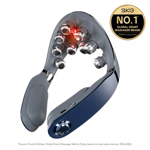 SKG - Foldable Neck Massager for Pain Relief Deep Tissue Vibration Cordless Travel Massager,Portable 9D Neck Massager - Blue-Front_Standard 