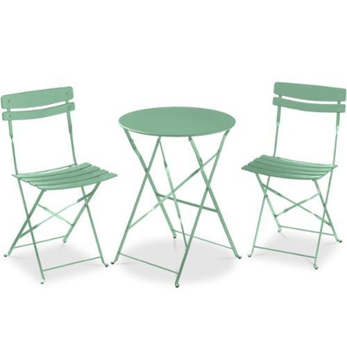 Best Choice Products - 3-Piece Small Bistro Set, Folding Patio Furniture Set of 2 Chairs and Table - Sage-Front_Standard 