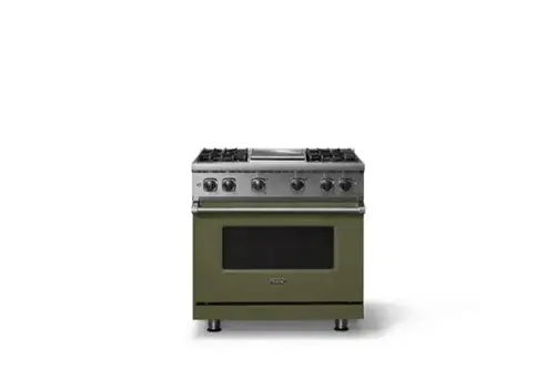 Front. Viking - 5.1 Cu. Ft. 36"W Freestanding LP Gas Sealed 4 Burner Range with Griddle - Martini.
