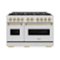 ZLINE - 48 in. Wide 8 Burner Autograph Classic Satin Steel Gas Range with Bronze Accents (CGRSZ-48-CB) - Stainless Steel-Front_Standard