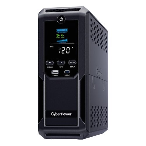 CyberPower - 12-AC Outlet, 2-USB, LAN/Coax 900W/1500VA Intelligent LCD UPS Tower, 1500-Joule Surge Protection, AVR - Black-Front_Standard 