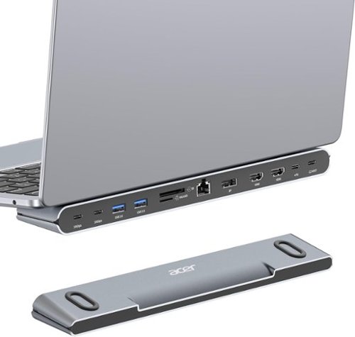 Acer - Laptop Docking Station Stand, 11-in-1 USB C Docking Station 3 Monitors with DP 8K + Dual HDMI 4K@60Hz, Ethernet - Silver-Front_Standard 