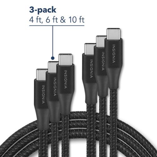 Insignia™ 4' / 6' / 10' USB-C to USB-C Braided Charge-and-Sync Cables (3-Pack) - Black BUY IN MIDDLE EAST
