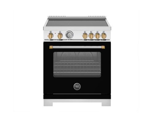 Bertazzoni - 30" Master Series Induction Range - Nero Matt/Gold - Black
