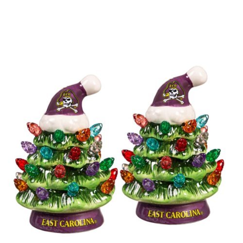 Evergreen Enterprises - ECU Pirates 2-Pack 4" Ceramic LED Christmas Tree Set - Multicolor-Front_Standard 