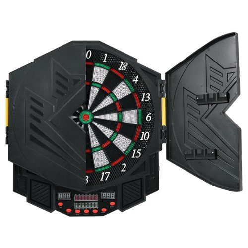 Costway Professional Electronic Dartboard Cabinet Set w/ 12 Darts Game Room LED Display - Black WORLDWIDE DELIVERY