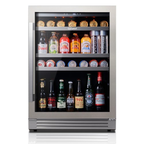 Ca'Lefort - 24 inch Beverage Refrigerator, 180 Cans, 34°F-54°F, Glass Door, 3LED, Built-In/Freestanding, 5.65 cu. ft - Silver-Front_Standard 
