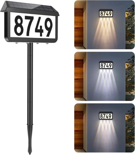 Nordic Hygge - Outside Waterproof 3Color LED Illuminated Address Plaques with Stake - Black-Front_Standard 
