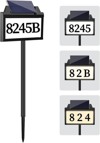 Pawtners - Solar Powered Address Sign, No Wiring Needed with Smart Sensor & 3 Lights, IP65 Waterproof Outdoor Plaque-Front_Standard 