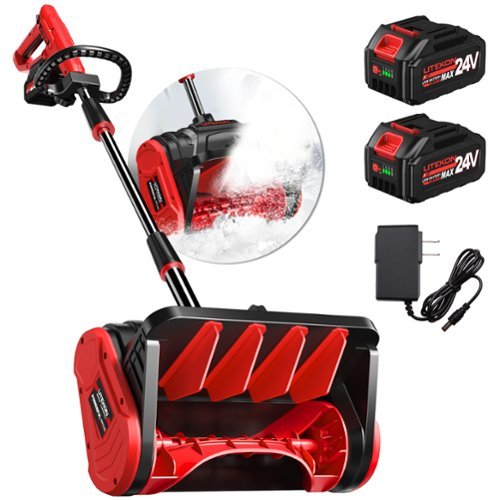 LITEKON - 40V Cordless Snow Blower with 4.0Ah Battery & Charger, 13-Inch Wide & 6-Inch Deep Clearing, 16.5ft Snow Throw - Red-Front_Standard 