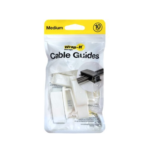 Wrap-It Storage - Cable Guides - Medium (10-Pack) Adhesive Backed Cable and Wire Clips - White