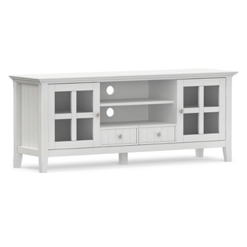 Simpli Home - Acadian 60W Low TV Stand with Drawers, Glass Doors and Shelves - White-Front_Standard 