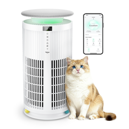 Yaber Pet - Yaber HEPA Air Purifier for Home Pets, Auto Mode PM2.5 VOC Monitor with Lights,for Home Large Room up to 2,410 ft² - White-Front_Standard 