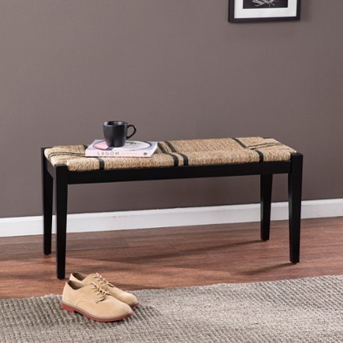 SEI Furniture - Gallocano Seagrass Bench - Black/Tan-Front_Standard 