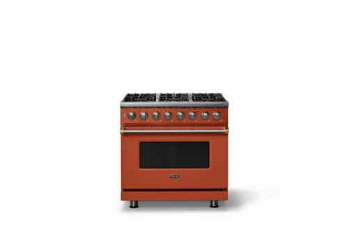 Viking - 36"W 5.6 Cu.Ft. Pro5S Freestanding Sealed 6 Burner Dual Fuel Convection Range - Spiced Cider w. Brushed Brass Trim - Spiced Cider