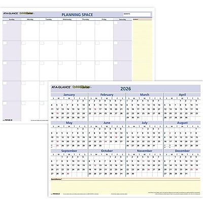 AT-A-GLANCE QuickNotes 2026 Reversible Erasable Monthly Yearly Wall Calendar