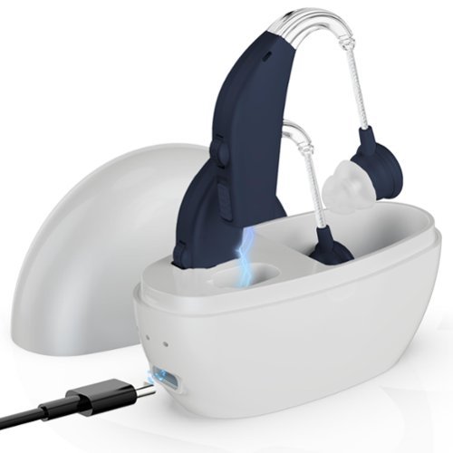 MEDca - Digital Hearing Amplifier (Pair of 2) – Personal Sound Enhancer, Rechargeable Hearing Aid Amplifiers, Blue - Dark Blue-Front_Standard 