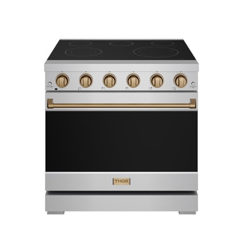 Gordon Ramsay Series by Thor Kitchen 6.0 Cu. Ft Freestanding Electric Range with Bronze Hardware - Stainless Steel