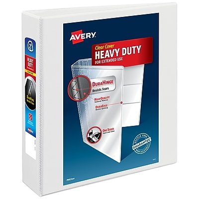 Avery - Nonstick Heavy Duty 2" 3-Ring View Binders, Slant Ring - White-Front_Standard 