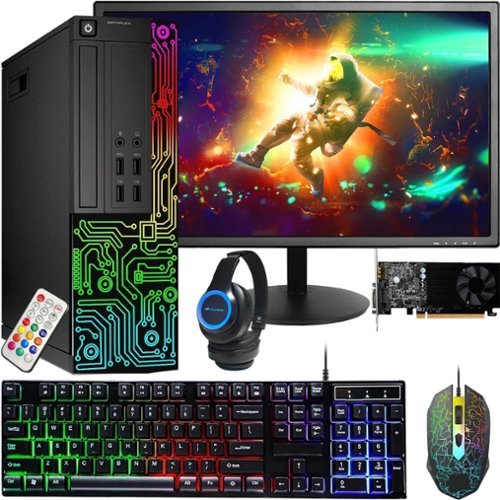 Dell - Refurbished Excellent - RGB Gaming PC Combo, Intel Core i5, GT 1030 2GB Graphics, 16GB RAM, 512GB SSD, New 24'' Monitor, WiFi 6, Win11 Pro - Black-Front_Standard 