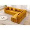 KERDOM - L-Shaped Corduroy Couch Chaise Lounge, 78'' Foldable Sofa Bed 2pcs Combined, Spliced Block Modular Sectional Sponge Sofa - Ginger Yellow-Front_Standard