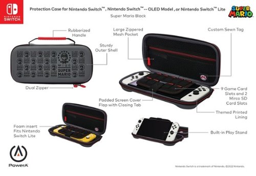 PowerA Protection Case for Nintendo Switch - OLED Model, Nintendo Switch or Nintendo Switch Lite - Super Mario Black WORLDWIDE DELIVERY