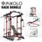 Mikolo - Power Rack Cage, 1500 lbs Weight Rack with Cable Crossover Machine, Multi-Function Squat Rack - Red-Front_Standard