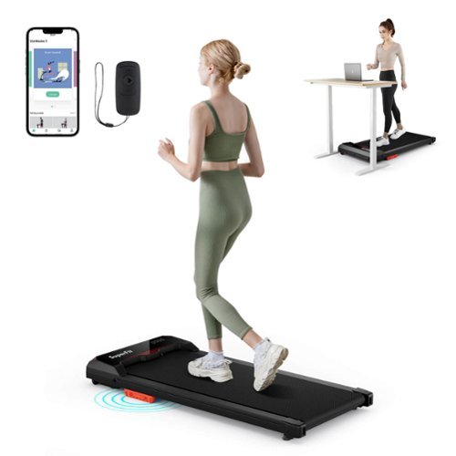 Costway - Walking Pad 2.5HP Under Desk Treadmill with Remote Control APP-Enabled for Home - Black-Front_Standard 