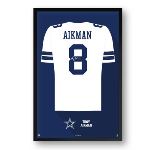 Sporticulture - Troy Aikman Dallas Cowboys Framed 14" x 20" Retired Jersey Art Print - Multicolor-Front_Standard 