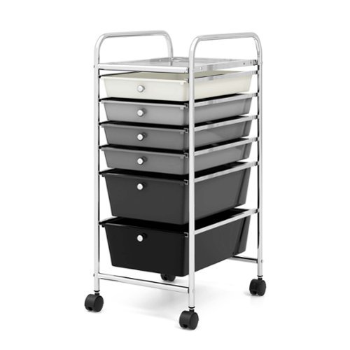 Costway - 6 Drawer Rolling Storage Cart Scrapbook Paper Office Organizer - Gradient Gray-Front_Standard 