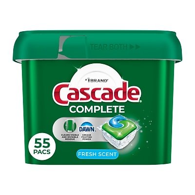 Cascade - Complete ActionPacs Dishwashing Detergent Pacs, Fresh Scent, 55 Pacs/Pack (55196/60810)