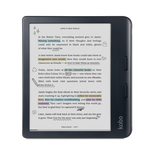 Kobo Libra Colour eReader (Black) with Stylus 2Gen and AC Bundle