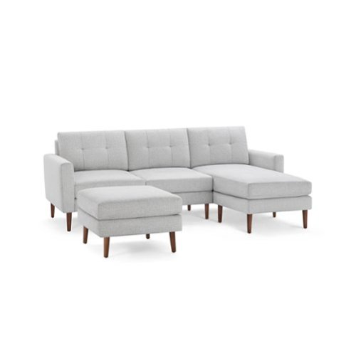 Burrow - Mid-Century Nomad Sofa Sectional with Ottoman - Crushed Gravel-Front_Standard 