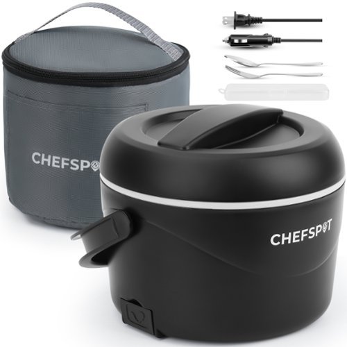 CHEFSPOT - 37oz Electric Lunch Box and Portable Food Warmer – Dual Use for Car and Home - Black-Front_Standard 