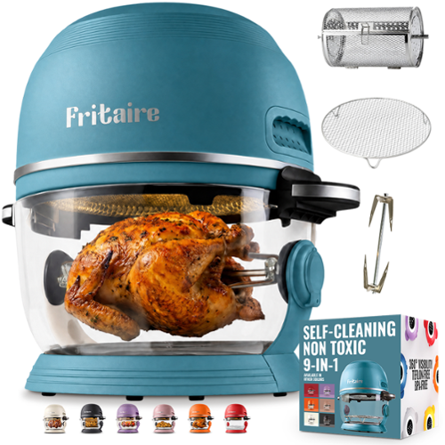 Fritaire - Non-Toxic Air Fryer - Glass Air Fryer, 5qt, Teflon-Free, PFOA- Free, w/ Accessories - Rotisserie and Tumbling Basket - Sage Green-Front_Standard 