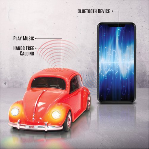 QFX Retro Car Portable Bluetooth Speaker with Bass Radiator and LED Lights - Red BUY IN EUROPE