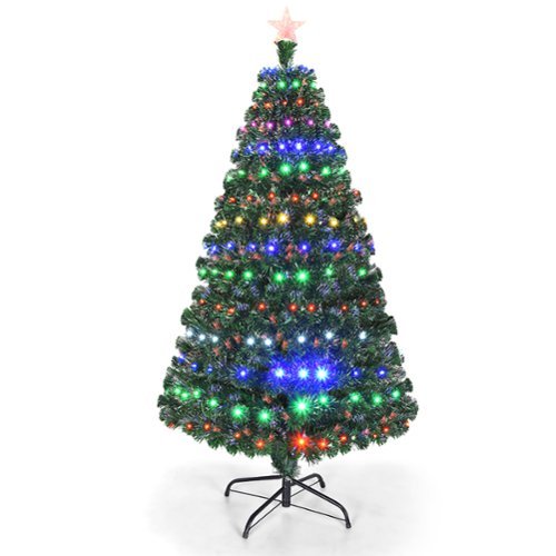 Costway - Pre-Lit Christmas Tree Fiber Optic Multicolor LED Lights