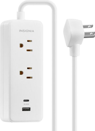 Insignia™ 4’ 2 Outlet Power Strip with USB-C and USB Ports - White WHERE TO BUY