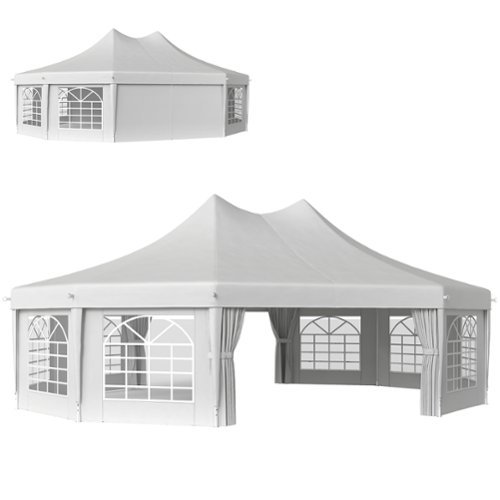 Outsunny - x 21' Canopy Party Event Tent with 2 Pull-Back Doors - White-Front_Standard 