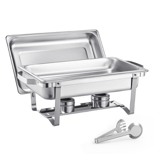 VEVOR - Chafing Dish Buffet Set, 8 Qt 6 Pack, Stainless Steel Chafer with 6 Full Size Pans, Rectangle Catering Warmer Server - Silver-Front_Standard 