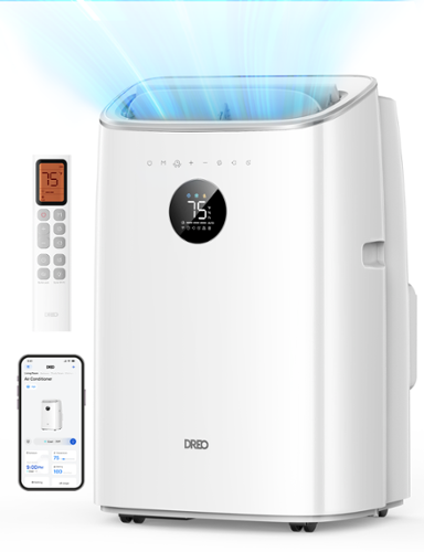 Dreo - 8,000 BTU 3-in-1 Smart Air Conditioner with Drainage-free Cooling - White-Front_Standard 
